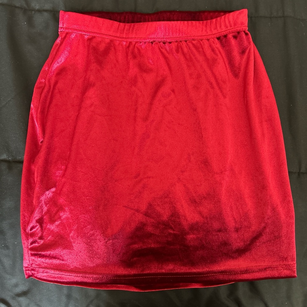 Elegant Red Velvet Skirt